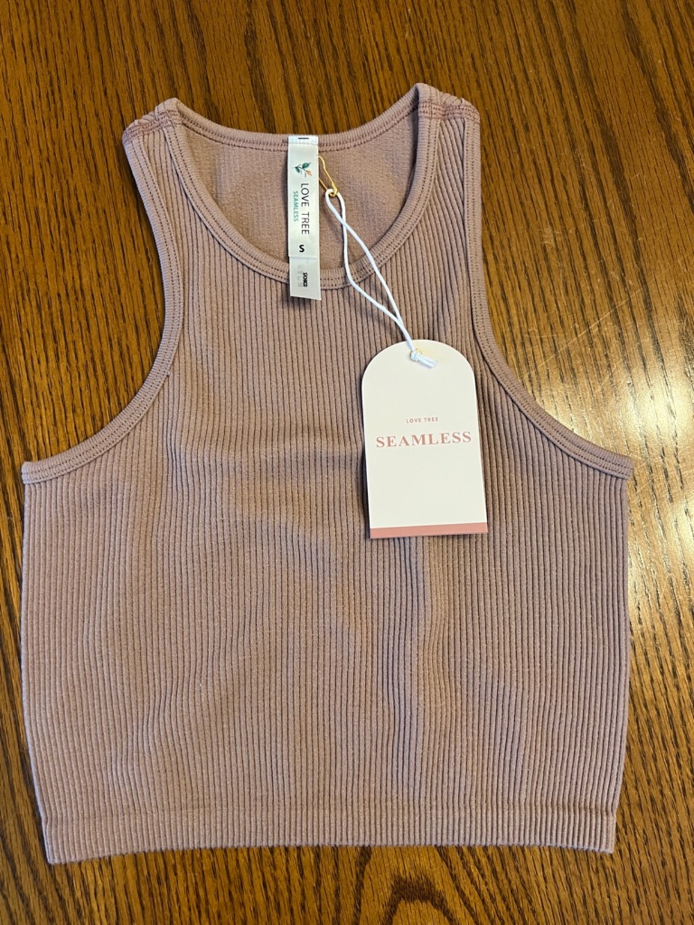Love Tree Ribbed Seamless Crop Tank Top in Mauve